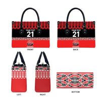 New Zealand Rugby Pacific Custom Leather Bag Whatumoana Maori Kowhaiwhai Pattern LT9 - Polynesian Pride