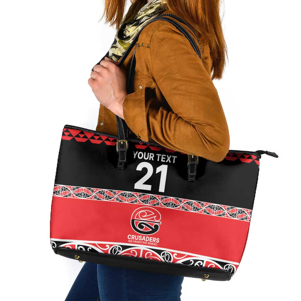 New Zealand Rugby Pacific Custom Leather Tote Bag Whatumoana Maori Kowhaiwhai Pattern LT9 Blue - Polynesian Pride