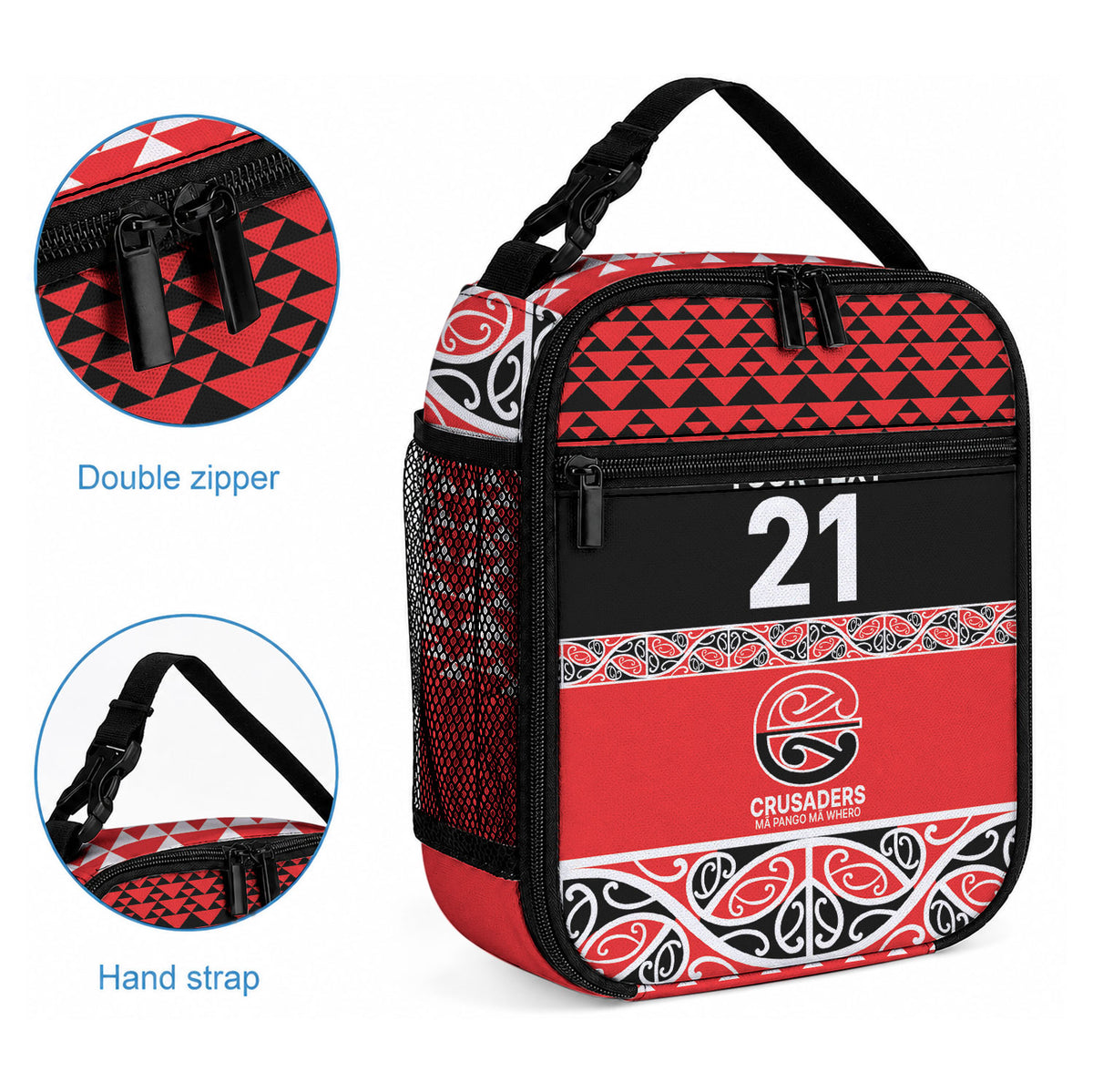 New Zealand Maori Rugby Pacific Custom Lunch Bag Whatumoana Maori Kowhaiwhai Pattern LT9 - Polynesian Pride