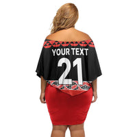 New Zealand Rugby Pacific Custom Off Shoulder Short Dress Whatumoana Maori Kowhaiwhai Pattern LT9 - Polynesian Pride