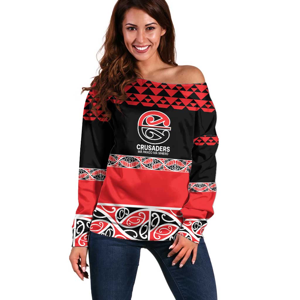 New Zealand Rugby Pacific Custom Off Shoulder Sweater Whatumoana Maori Kowhaiwhai Pattern LT9 Women Blue - Polynesian Pride