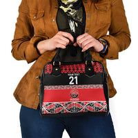 New Zealand Rugby Pacific Custom Shoulder Handbag Whatumoana Maori Kowhaiwhai Pattern LT9 - Polynesian Pride