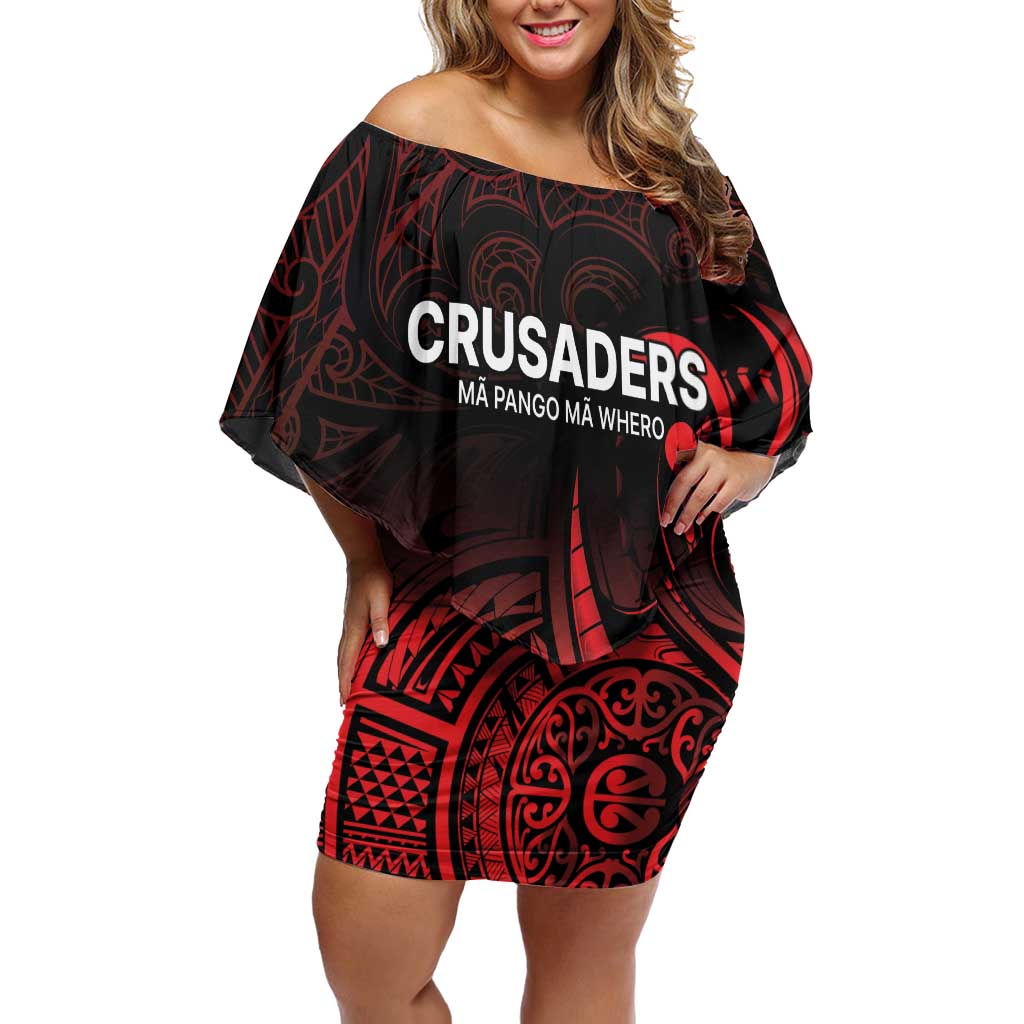 New Zealand Rugby Pacific Custom Off Shoulder Short Dress Whatumoana Maori Tribal Tattoo LT9 Women Gold - Polynesian Pride