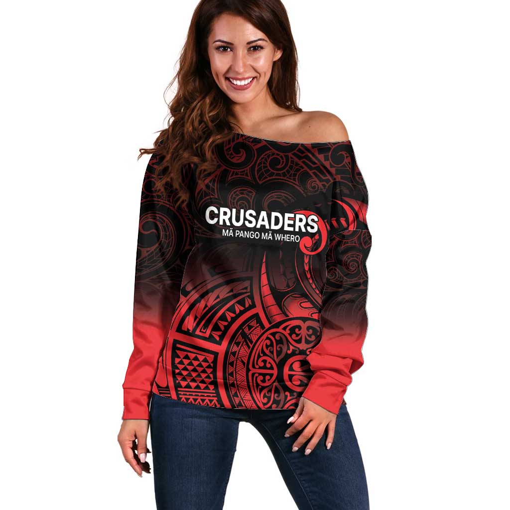 New Zealand Rugby Pacific Custom Off Shoulder Sweater Whatumoana Maori Tribal Tattoo LT9 Women Gold - Polynesian Pride