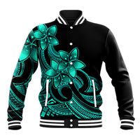 Polynesian Pride Plumeria Flowers Baseball Jacket Polynesian Tribal Aqua Vibe LT9 Unisex Aqua - Polynesian Pride