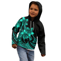 Polynesian Pride Plumeria Flowers Kid Hoodie Polynesian Tribal Aqua Vibe LT9 - Polynesian Pride