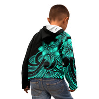 Polynesian Pride Plumeria Flowers Kid Hoodie Polynesian Tribal Aqua Vibe LT9 - Polynesian Pride