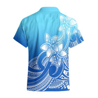 Polynesian Pride Plumeria Flowers Hawaiian Shirt Polynesian Tribal Gradient Blue LT9 - Polynesian Pride