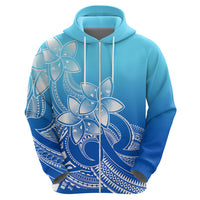 Polynesian Pride Plumeria Flowers Hoodie Polynesian Tribal Gradient Blue LT9 - Polynesian Pride