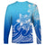 Polynesian Pride Plumeria Flowers Long Sleeve Shirt Polynesian Tribal Gradient Blue LT9 - Polynesian Pride