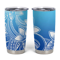 Polynesian Tribal Plumeria Flowers Tumbler Cup Gradient Blue Vibe LT9 Gradient Blue - Polynesian Pride