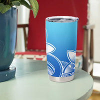 Polynesian Tribal Plumeria Flowers Tumbler Cup Gradient Blue Vibe LT9 - Polynesian Pride