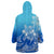 Polynesian Pride Plumeria Flowers Wearable Blanket Hoodie Polynesian Tribal Gradient Blue LT9 - Polynesian Pride