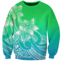 Polynesian Pride Plumeria Flowers Sweatshirt Polynesian Tribal Gradient Green LT9 Unisex Green - Polynesian Pride