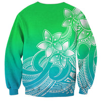 Polynesian Pride Plumeria Flowers Sweatshirt Polynesian Tribal Gradient Green LT9 - Polynesian Pride
