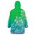 Polynesian Pride Plumeria Flowers Wearable Blanket Hoodie Polynesian Tribal Gradient Green LT9 - Polynesian Pride