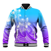 Polynesian Pride Plumeria Flowers Baseball Jacket Polynesian Tribal Gradient Purple LT9 Unisex Purple - Polynesian Pride