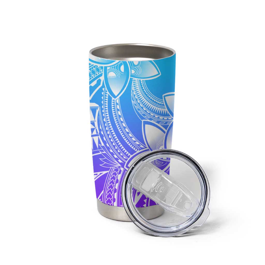 Polynesian Tribal Plumeria Flowers Tumbler Cup Gradient Purple Vibe LT9 - Polynesian Pride
