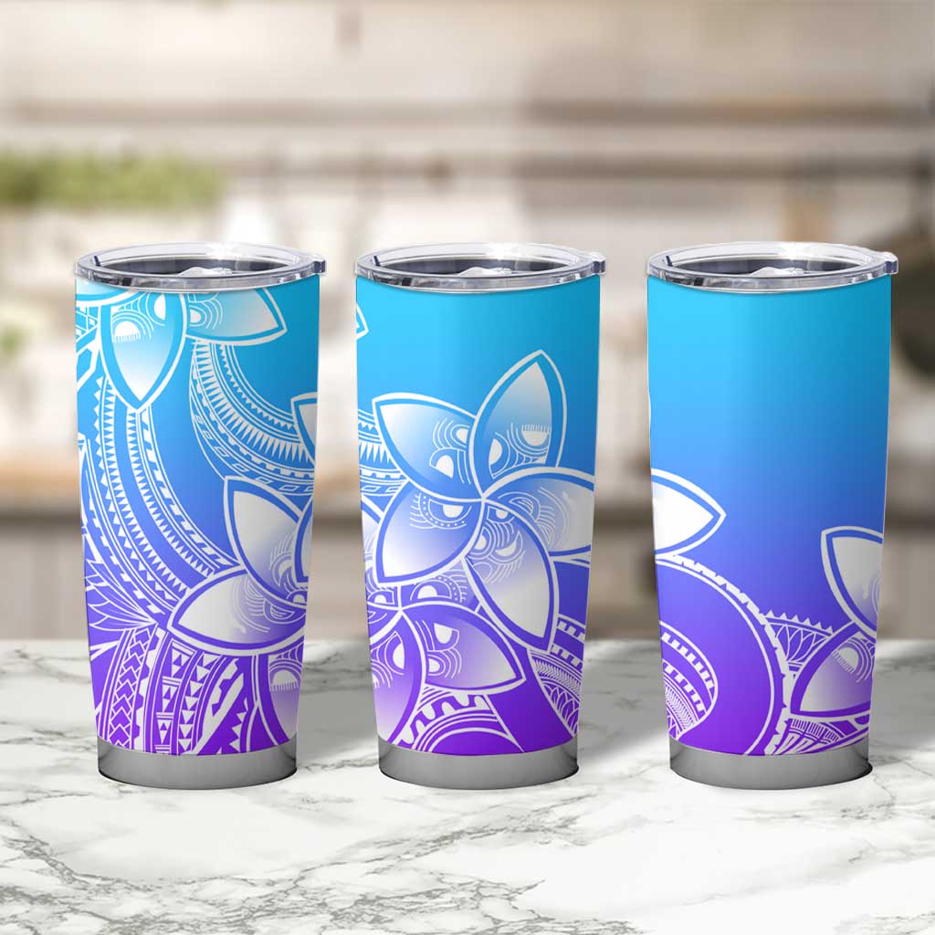 Polynesian Tribal Plumeria Flowers Tumbler Cup Gradient Purple Vibe LT9 - Polynesian Pride