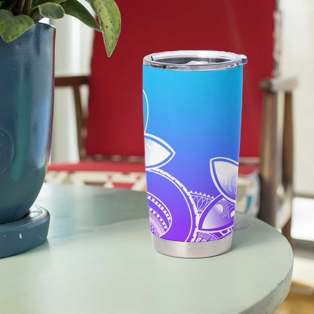 Polynesian Tribal Plumeria Flowers Tumbler Cup Gradient Purple Vibe LT9 - Polynesian Pride