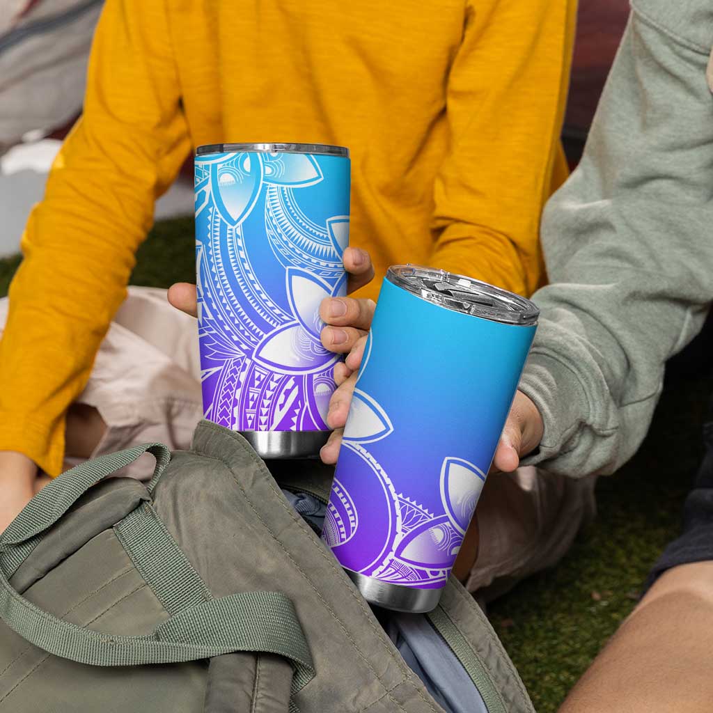 Polynesian Tribal Plumeria Flowers Tumbler Cup Gradient Purple Vibe LT9 - Polynesian Pride