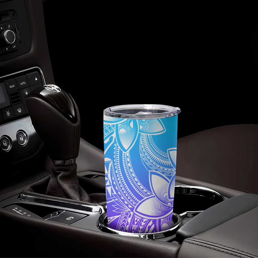 Polynesian Tribal Plumeria Flowers Tumbler Cup Gradient Purple Vibe LT9 - Polynesian Pride