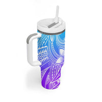 Polynesian Tribal Plumeria Flowers Tumbler With Handle Gradient Purple Vibe LT9 - Polynesian Pride