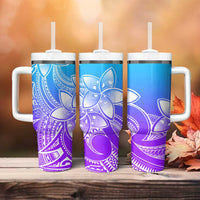 Polynesian Tribal Plumeria Flowers Tumbler With Handle Gradient Purple Vibe LT9 - Polynesian Pride
