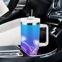 Polynesian Tribal Plumeria Flowers Tumbler With Handle Gradient Purple Vibe LT9 - Polynesian Pride