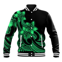 Polynesian Pride Plumeria Flowers Baseball Jacket Polynesian Tribal Green Vibe LT9 Unisex Green - Polynesian Pride