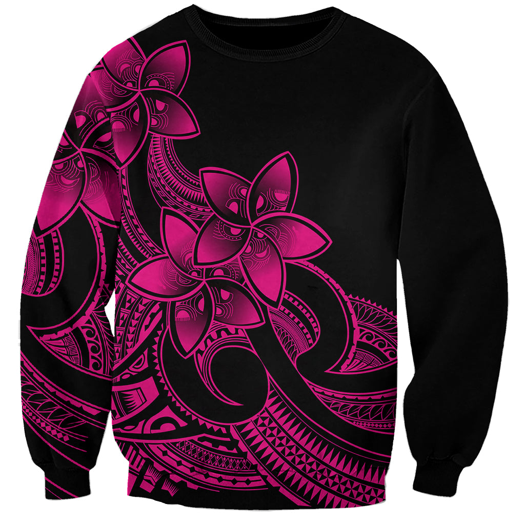 Polynesian Pride Plumeria Flowers Sweatshirt Polynesian Tribal Pink Vibe LT9 Unisex Pink - Polynesian Pride