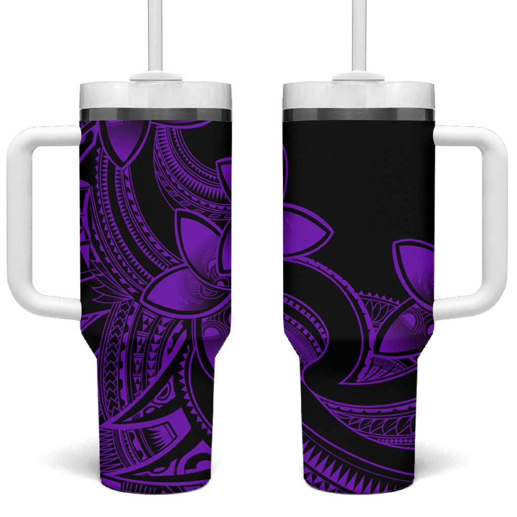 Polynesian Tribal Plumeria Flowers Tumbler With Handle Purple Vibe LT9 One Size: 40 oz Purple - Polynesian Pride