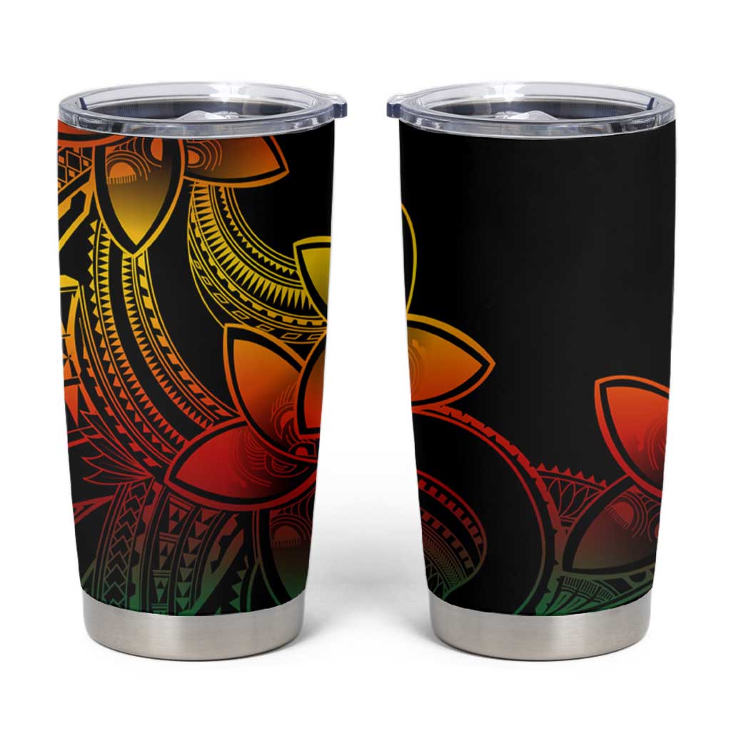 Polynesian Tribal Plumeria Flowers Tumbler Cup Reggae Vibe LT9 Reggae - Polynesian Pride