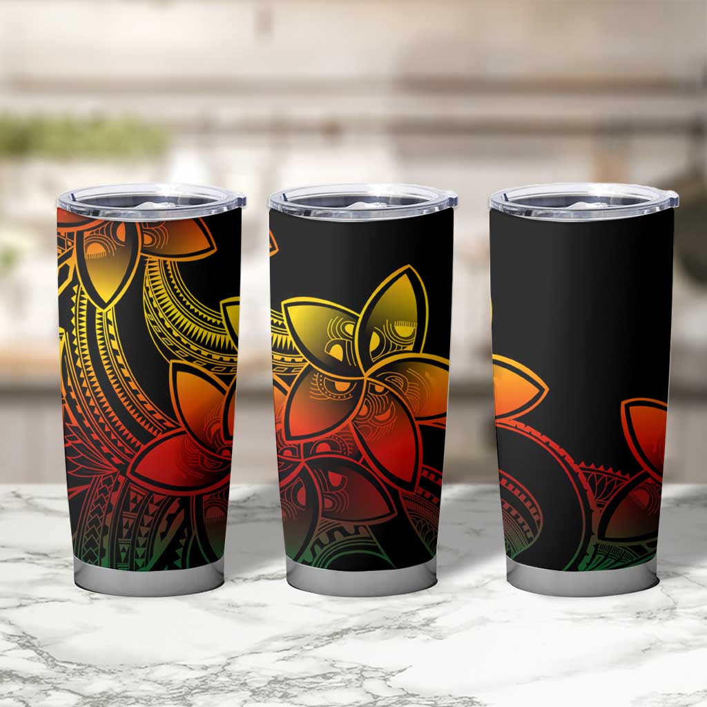 Polynesian Tribal Plumeria Flowers Tumbler Cup Reggae Vibe LT9 - Polynesian Pride