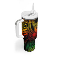 Polynesian Tribal Plumeria Flowers Tumbler With Handle Reggae Vibe LT9 - Polynesian Pride