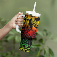 Polynesian Tribal Plumeria Flowers Tumbler With Handle Reggae Vibe LT9 - Polynesian Pride