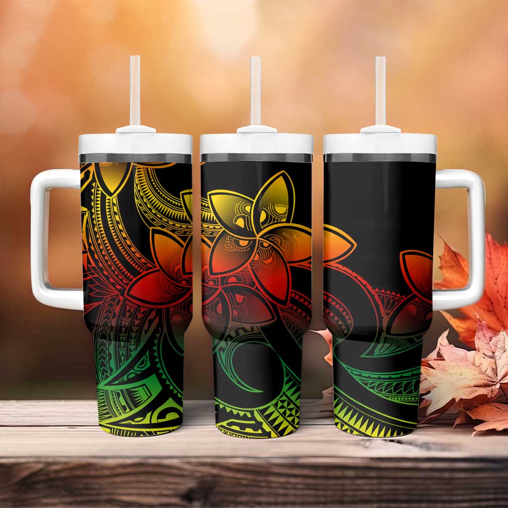 Polynesian Tribal Plumeria Flowers Tumbler With Handle Reggae Vibe LT9 - Polynesian Pride