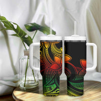 Polynesian Tribal Plumeria Flowers Tumbler With Handle Reggae Vibe LT9 - Polynesian Pride