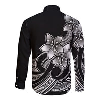 Polynesian Pride Plumeria Flowers Long Sleeve Button Shirt Polynesian Tribal White Vibe LT9 - Polynesian Pride