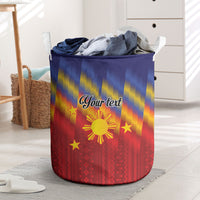 Personalized Philippines Eight Rays Sun Laundry Basket Traditional Filipino Igorot Pattern Motif LT9 Red - Polynesian Pride