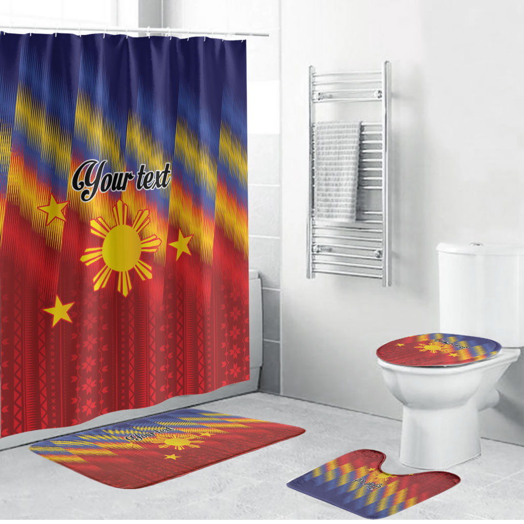 Personalized Philippines Eight Rays Sun Bathroom Set Traditional Filipino Igorot Pattern Motif LT9 Bathroom Set (4 pcs) Red - Polynesian Pride
