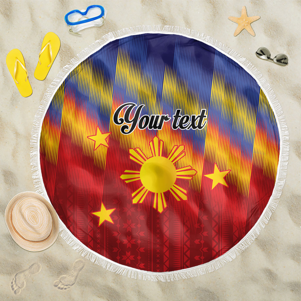 Personalized Philippines Eight Rays Sun Beach Blanket Traditional Filipino Igorot Pattern Motif LT9 One Size 150cm Red - Polynesian Pride