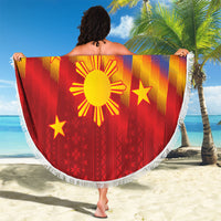 Personalized Philippines Eight Rays Sun Beach Blanket Traditional Filipino Igorot Pattern Motif LT9 - Polynesian Pride