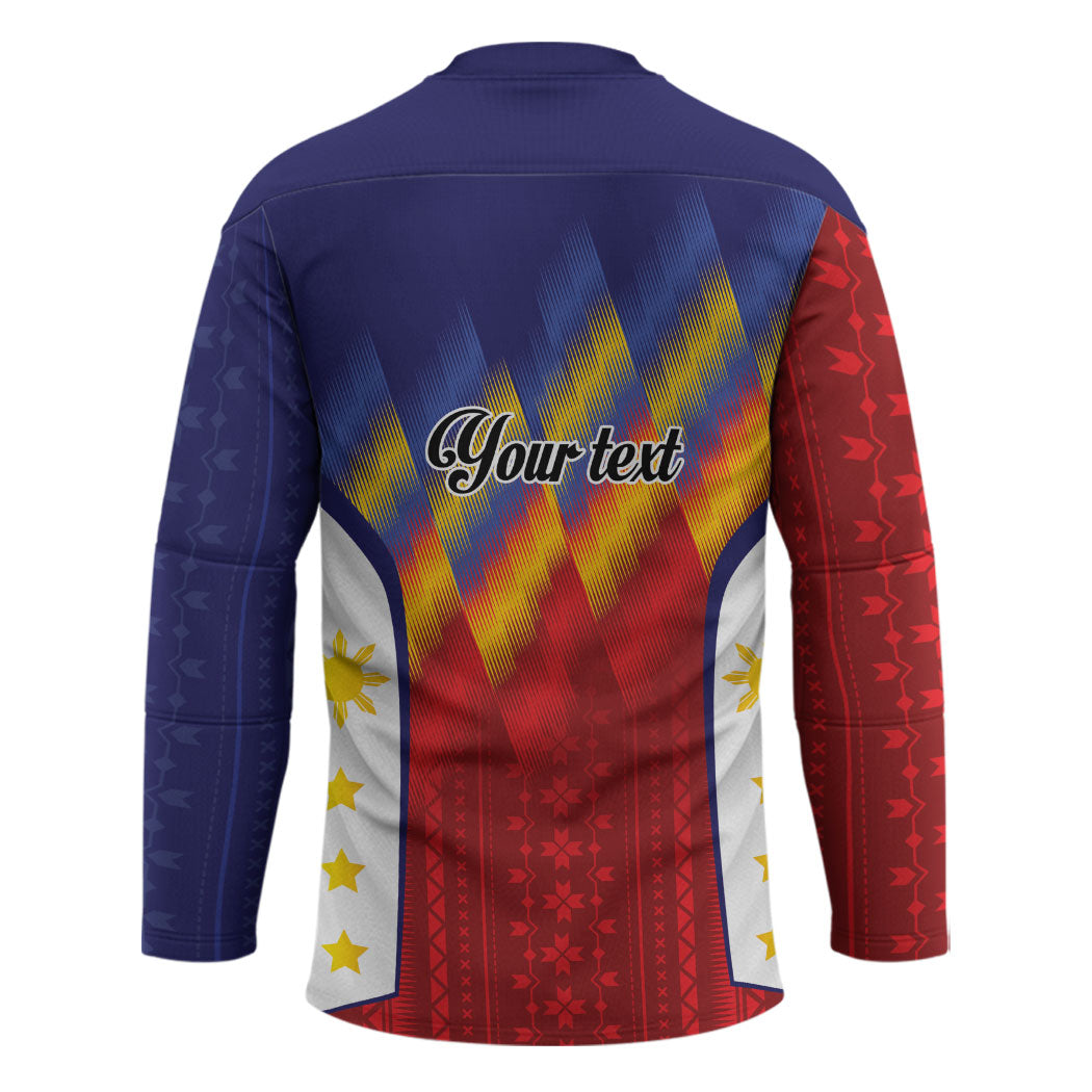 Personalized Philippines Eight Rays Sun Hockey Jersey Traditional Filipino Igorot Pattern Motif LT9 - Polynesian Pride