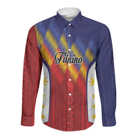 Personalized Philippines Eight Rays Sun Long Sleeve Button Shirt Traditional Filipino Igorot Pattern Motif LT9 Unisex Red - Polynesian Pride