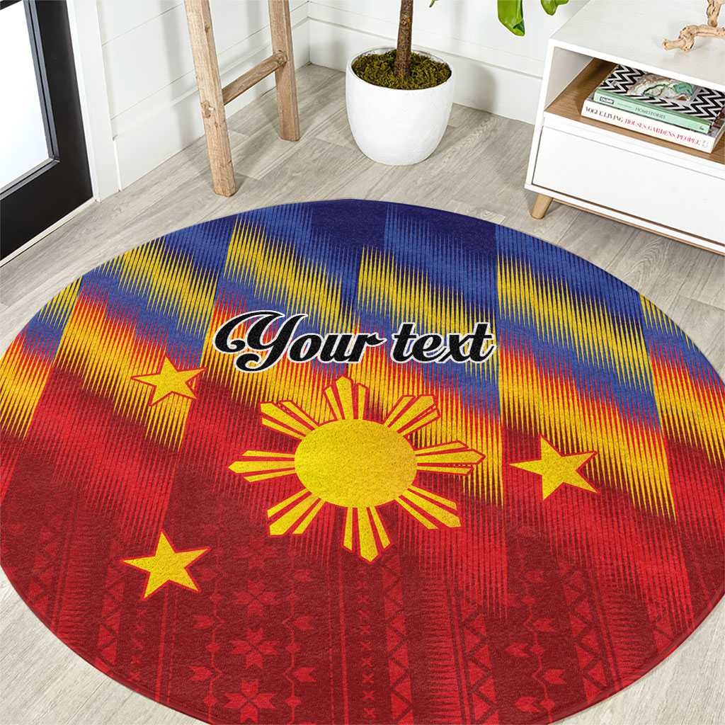 Personalized Philippines Eight Rays Sun Round Carpet Traditional Filipino Igorot Pattern Motif LT9 Red - Polynesian Pride