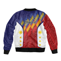 Personalized Philippines Eight Rays Sun Sleeve Zip Bomber Jacket Traditional Filipino Igorot Pattern Motif LT9 - Polynesian Pride