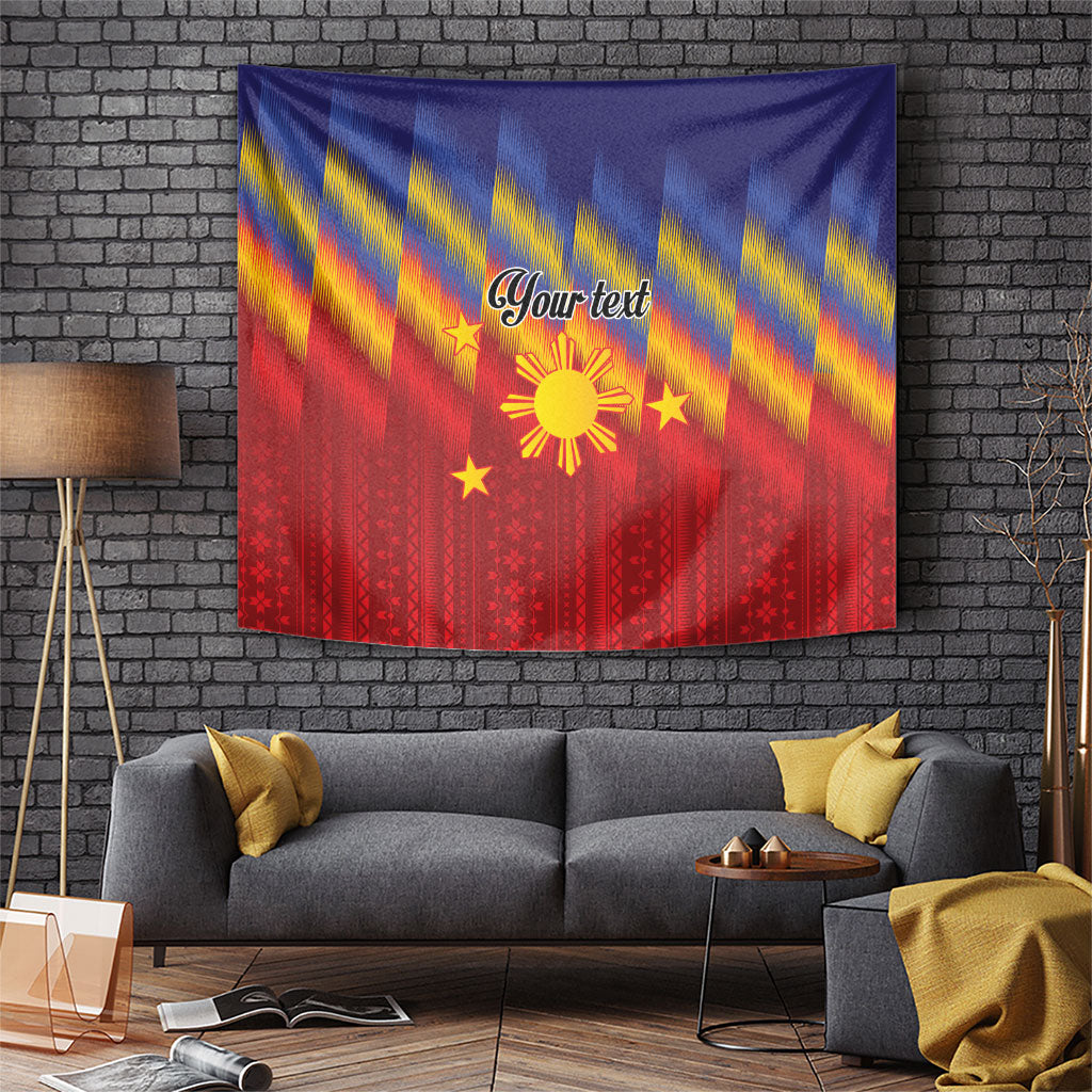 Personalized Philippines Eight Rays Sun Tapestry Traditional Filipino Igorot Pattern Motif LT9 Red - Polynesian Pride