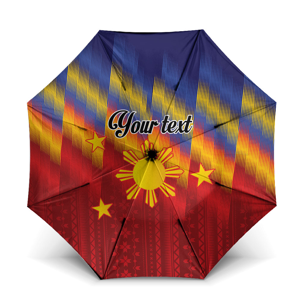 Personalized Philippines Eight Rays Sun Umbrella Traditional Filipino Igorot Pattern Motif LT9 One Size Folded 11.42 inch Opened Diameter 37.4 inch Red - Polynesian Pride