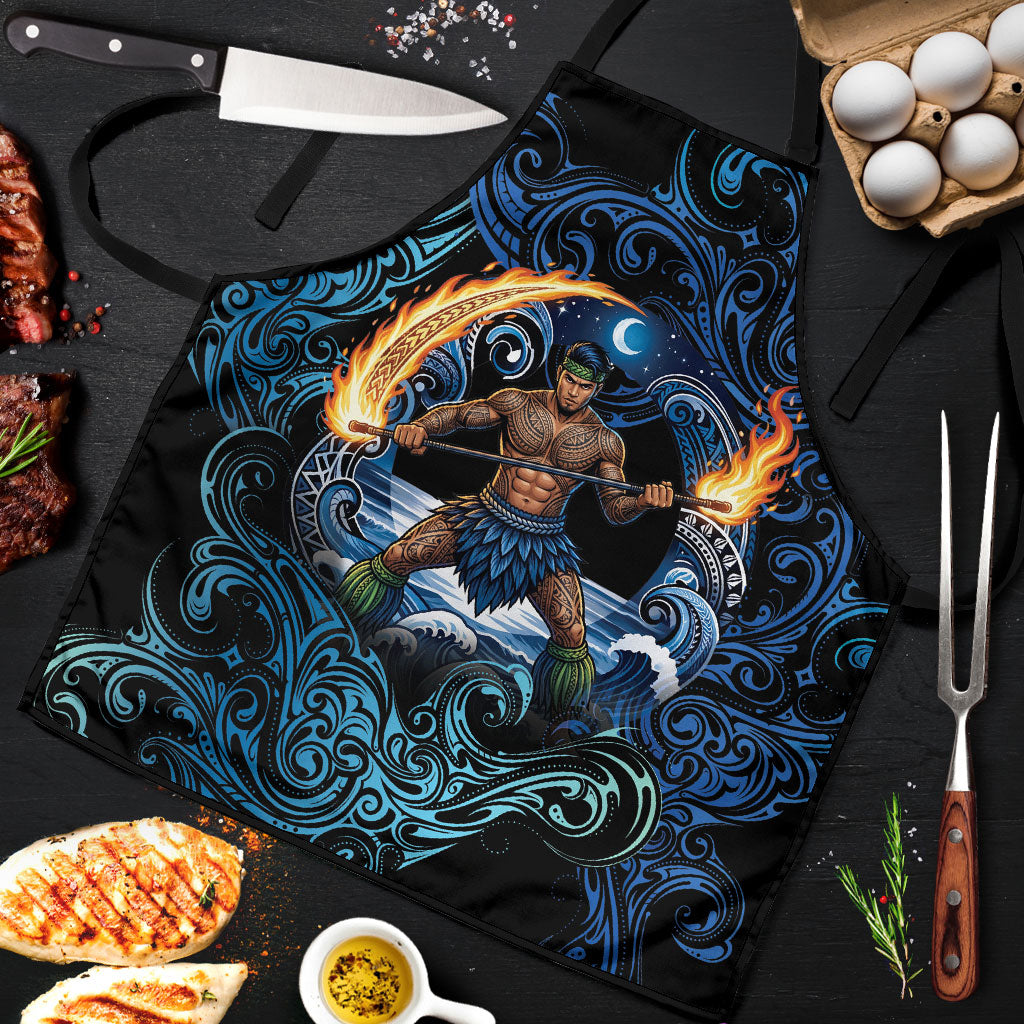 Samoa Siva Afi Apron Fireknife Fire Dance Pacific Tribal Motif LT9 Blue - Polynesian Pride